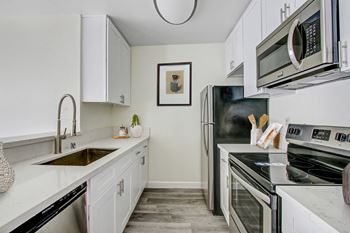 Kitchen with stainless steel appliances
